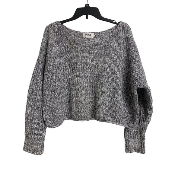 Pink Victorias Secret L Cotton Knit Cropped Oversized Sweater Gray Pullover - Picture 1 of 8